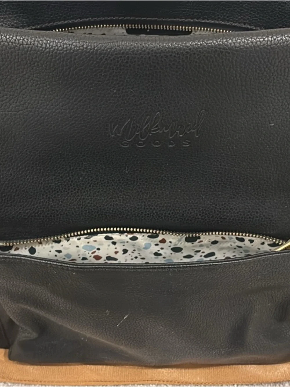 Diaper Backpack Tote in Black with Brown Trim